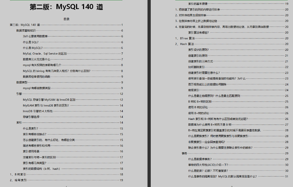 2020年5月全新版互联网大厂面试题，分类65份PDF，累计2340页