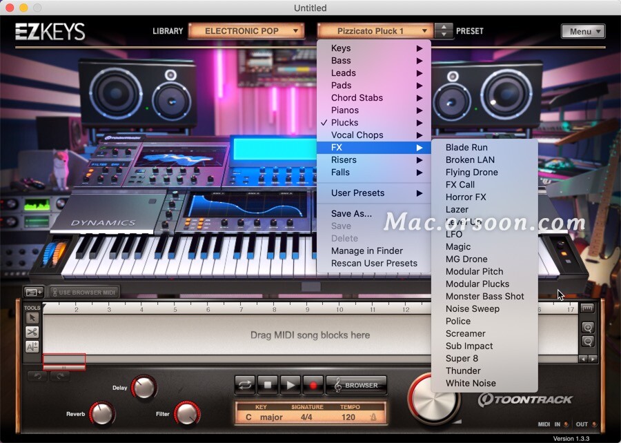 流行音乐合成器：Toontrack EZkeys Electronic Pop for Mac