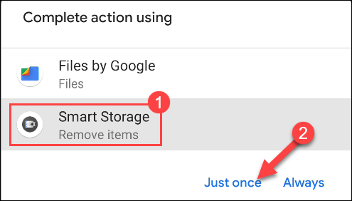 choose "smart storage" from the pop up menu