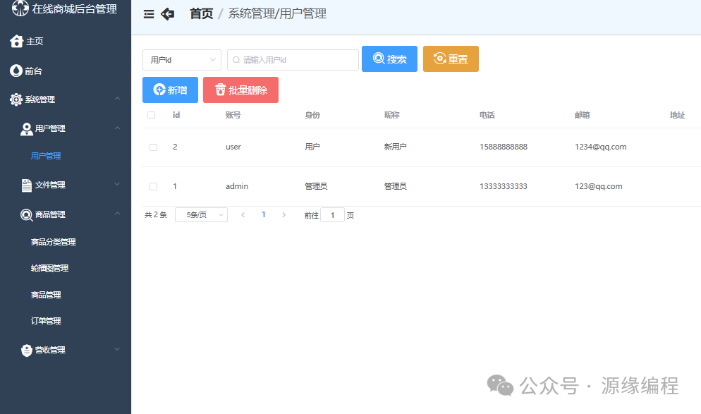 基于idea springboot mysql vue开发的电子商城信息系统