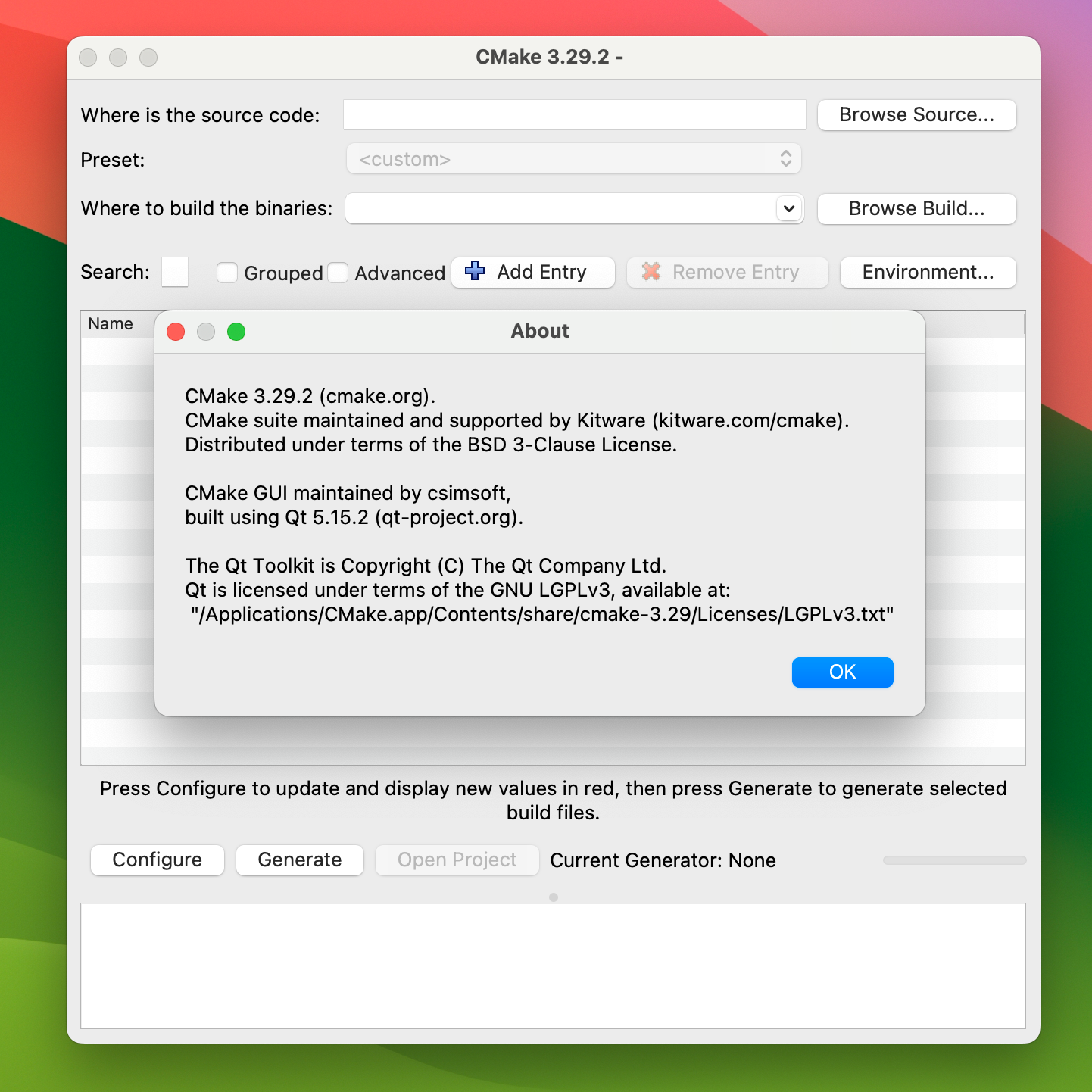 CMake for Mac v3.29.2 - 编译工具