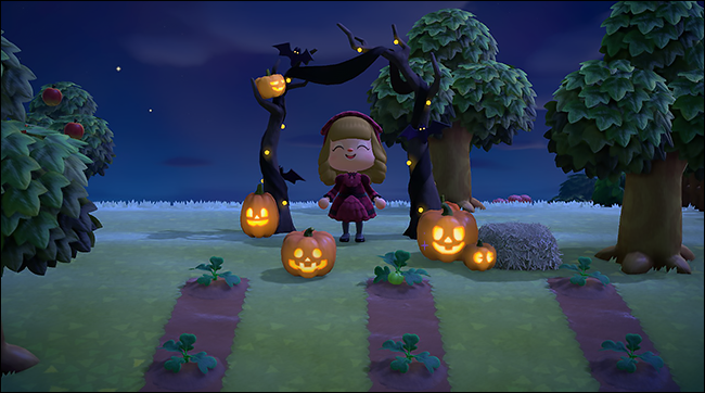 ACNH pumpkin spooky arch4