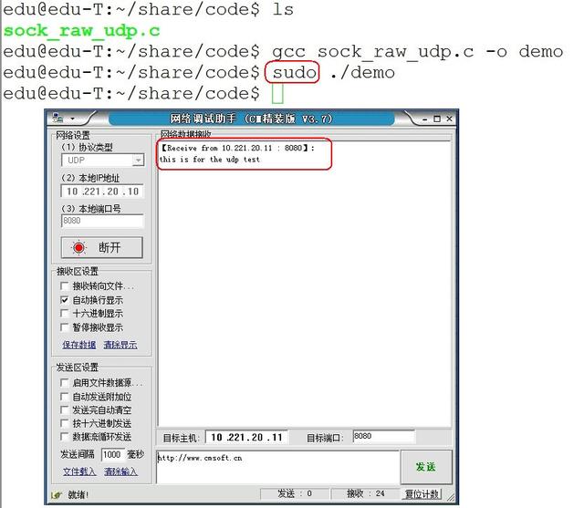 linux串口编程实例_Linux 网络编程——原始套接字实例：发送 UDP 数据包