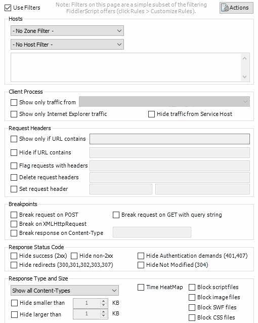 Fiddler过滤器 Filters 详解