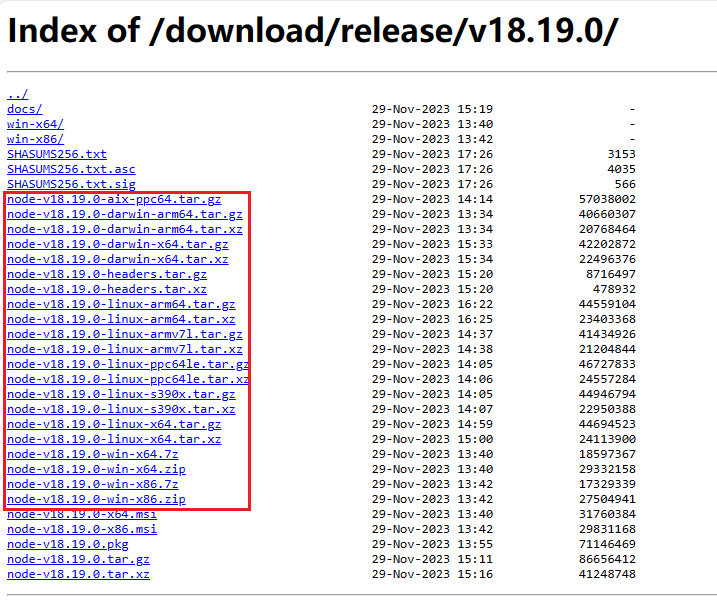 4.3 NodeJs下载页