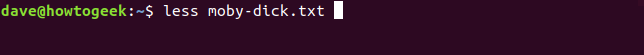 less moby-dick.txt in a terminal window