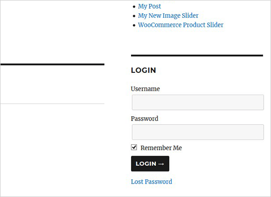 Sidebar login form