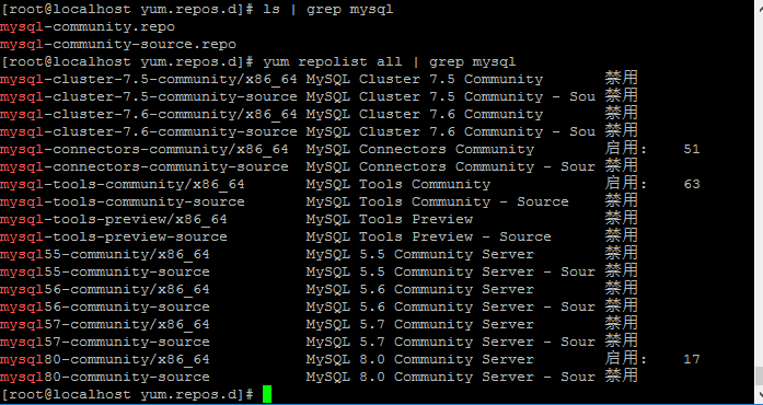 mysql yum倉庫中mysql版本,使用如下命令當我們在使用yum安裝mysql時