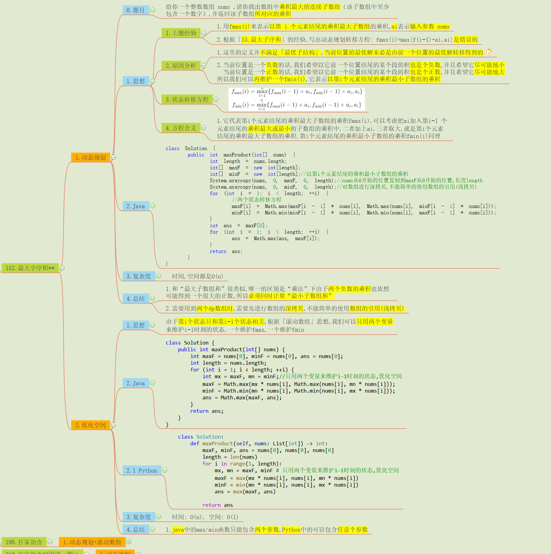 ❤️思维导图整理大厂面试高频数组14: 最大子序积 和 最大子序和 的不同之处, 力扣152❤️_孤柒的博客