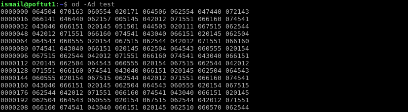 Display Byte Offset Decimal