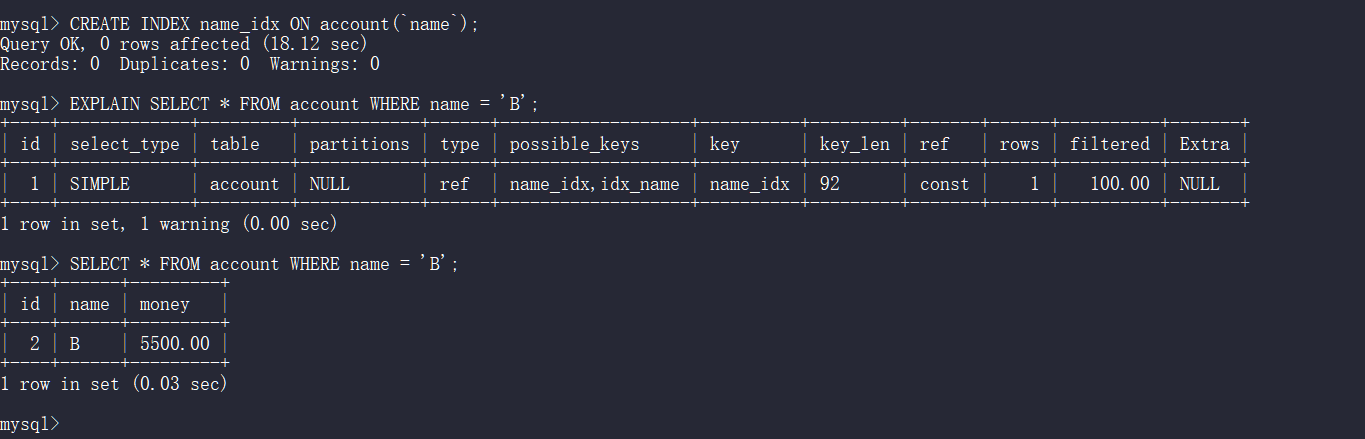 MySQL 索引 学习