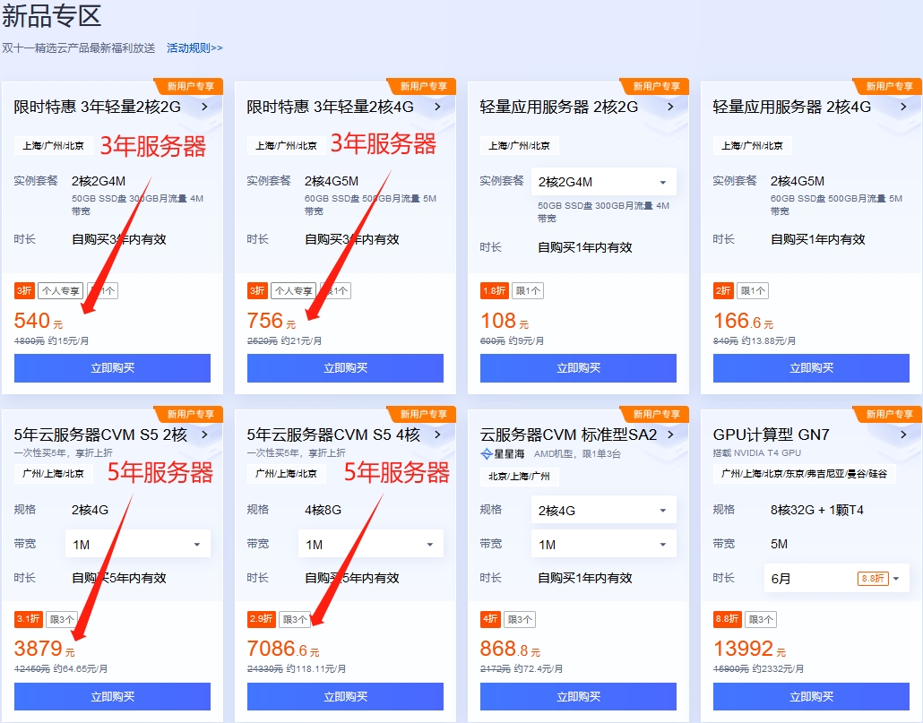 新用户可一次性买3年的优惠云服务器，看到价格泪奔了！