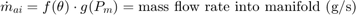 $$\dot{m}_{ai} = f(\theta)\cdot g(P_m) = \mbox{mass flow rate into manifold (g/s)}$$