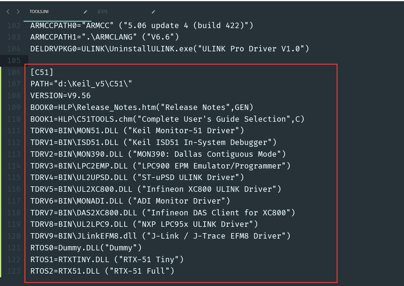 software keil tools.ini toolchain not installed