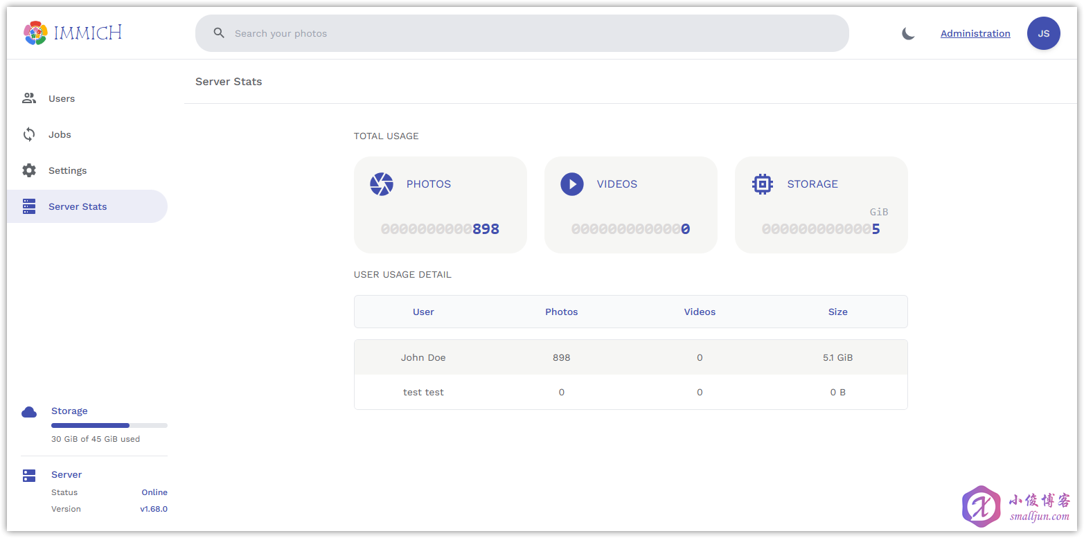 Immich-服务器状态页.png