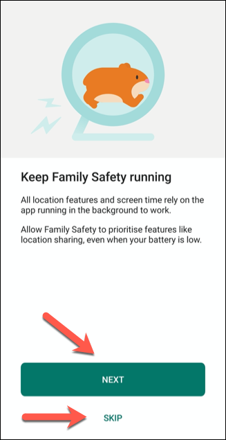 Tap "Skip" in the Microsoft Family Safety app for any permissions you don't want to allow.