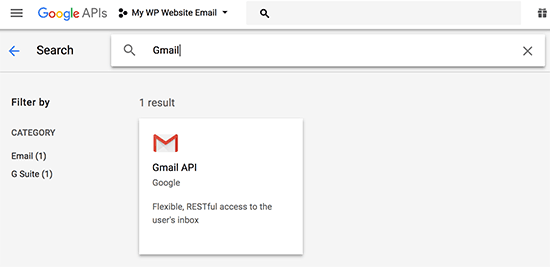 Select Gmail API