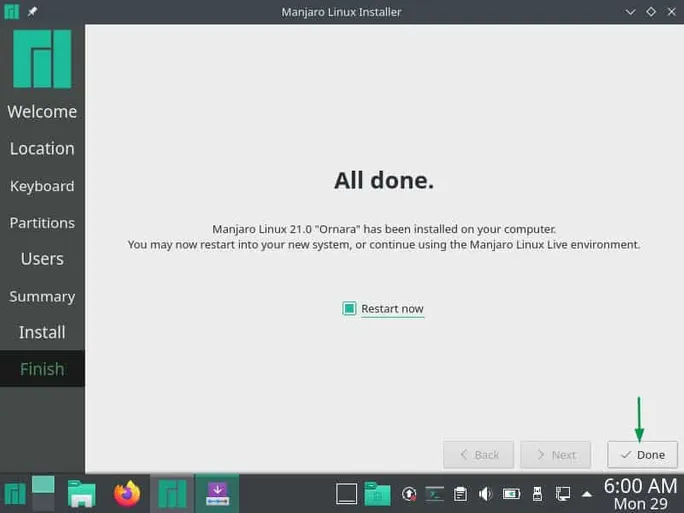 Restart-System-After-Manjaro21-Installation