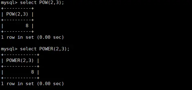 mysql函数pow