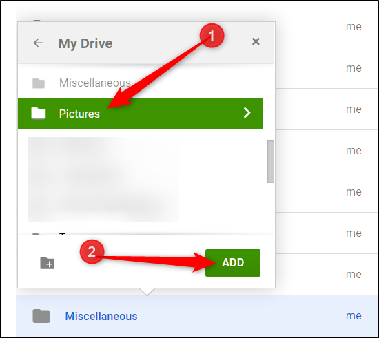 Choose a folder and click "Add."