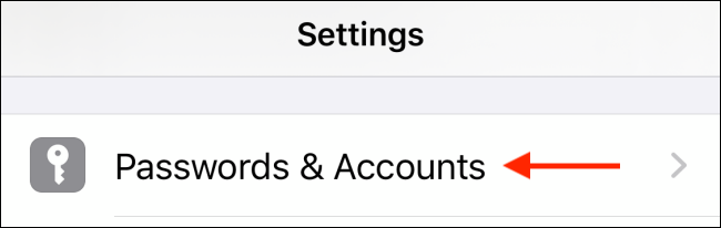 Tap on Passwords and Accounts