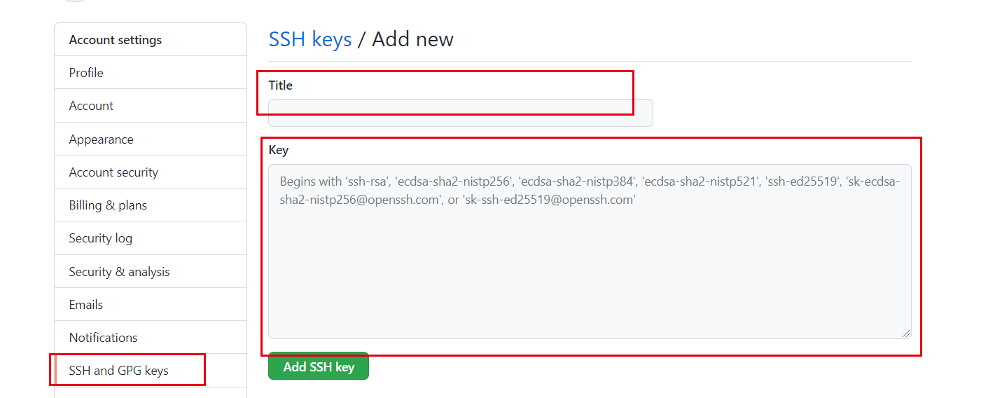 github sshkey add
