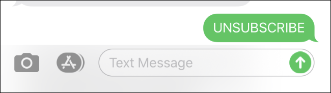 Unsubscribing from a text message list on an iPhone.