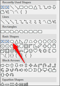 Select oval shape from library