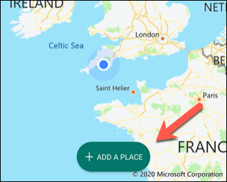 Tap "Add a Place" in "Map" mode.