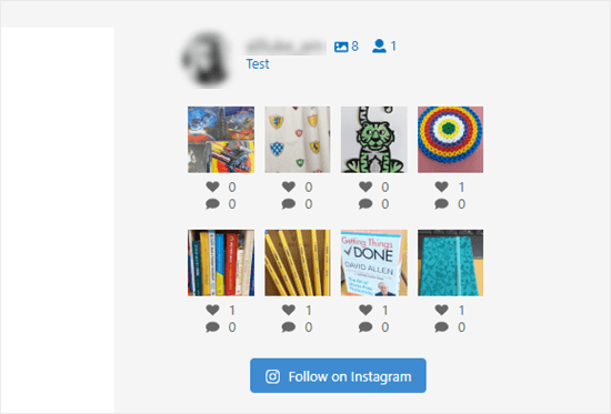 The Instagram photos in the sidebar without captions