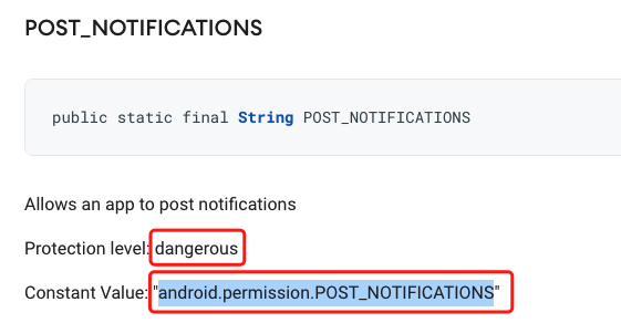 Notification runtime permissions