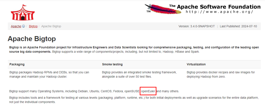 Apache Bigtop 正式支持 openEuler，共创大数据新生态_基础设施