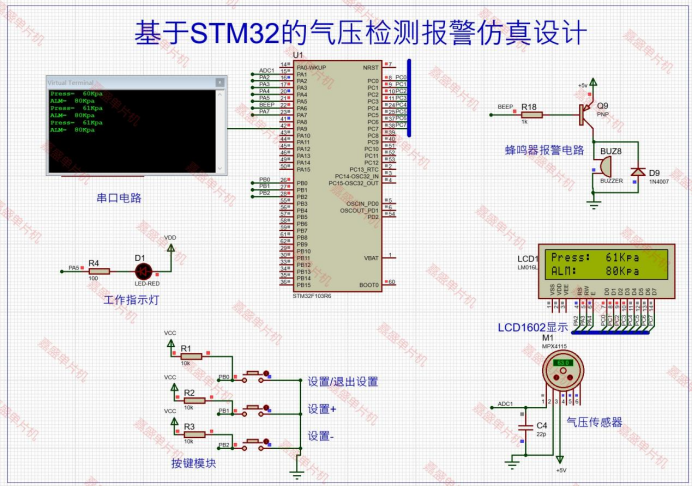 基于STM32的气压检测报警<span style='color:red;'>proteus</span><span style='color:red;'>仿真</span><span style='color:red;'>设计</span>(<span style='color:red;'>仿真</span>+程序+<span style='color:red;'>设计</span>报告+讲解视频）