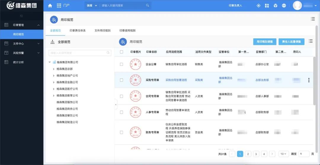 大型集团借力泛微OA系统，打造全程电子化印控管理平台