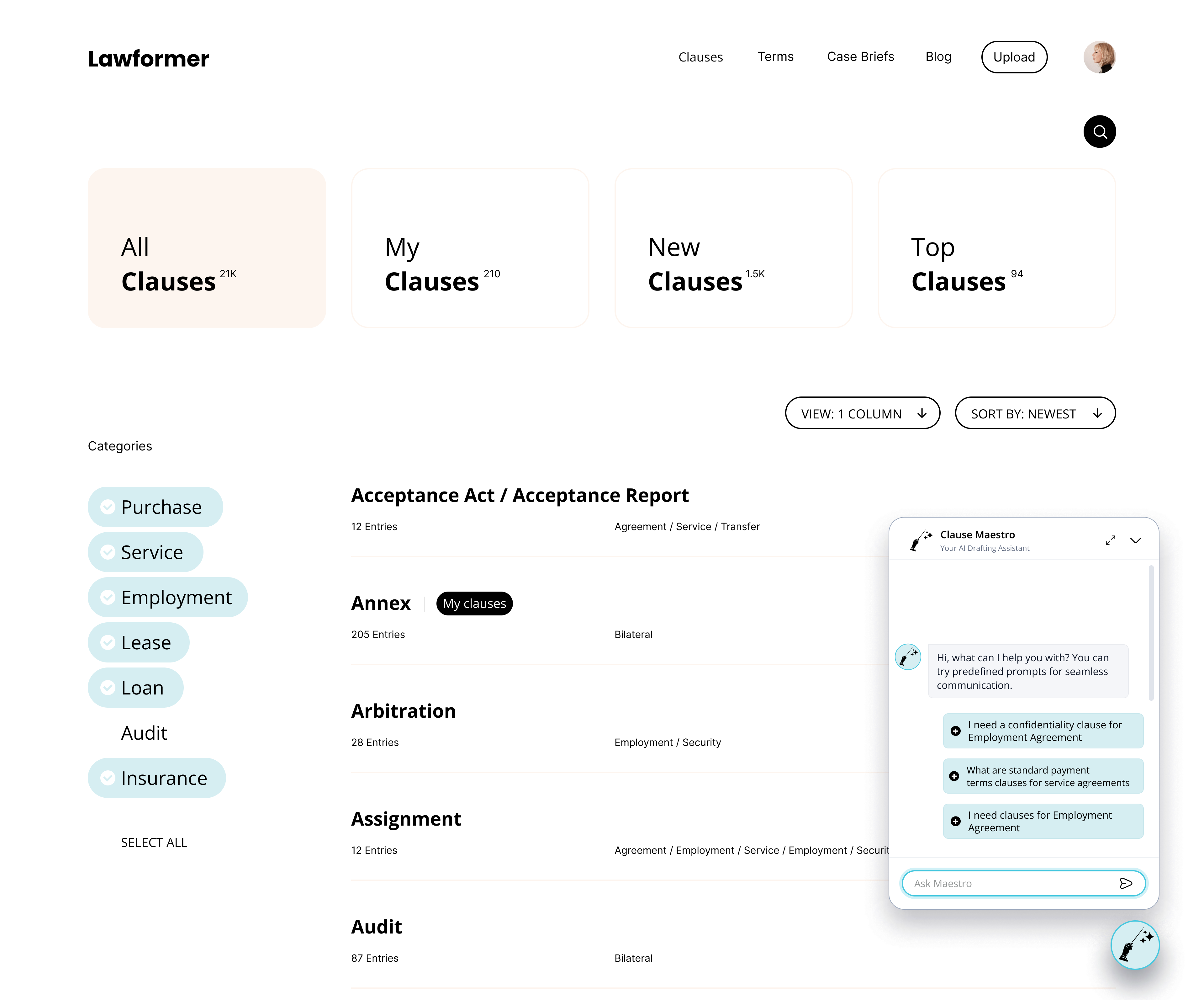 Lawformer AI - Clause Maestro