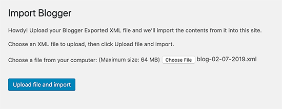 Upload file to import