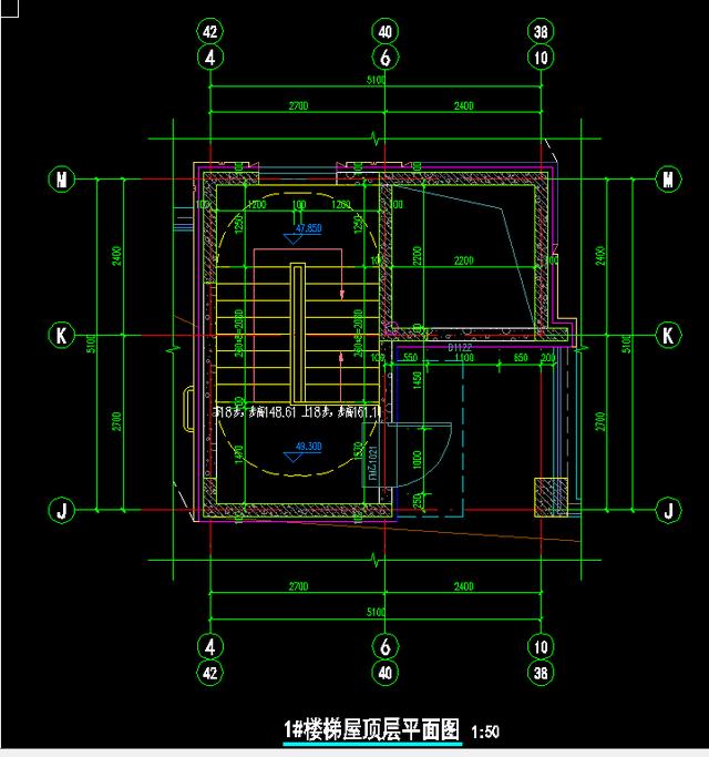 剖面圖中間部分樓梯剖面圖主要表示:1:樓梯各平臺標高,欄杆高度做法2