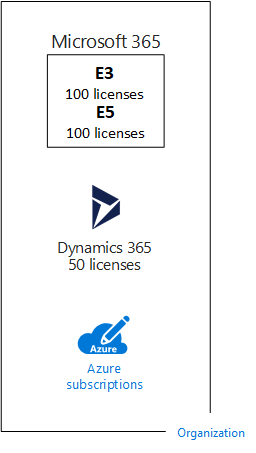 Microsoft 基于 SaaS 的云服务订阅中的多个许可证示例。