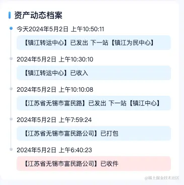 Vue实现纵向的物流时间轴效果_数据