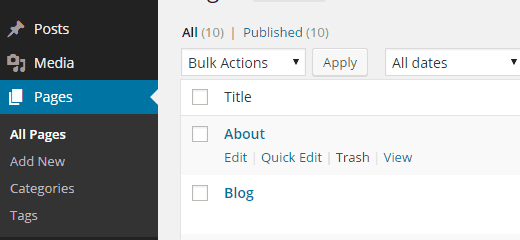 Categories for pages in WordPress