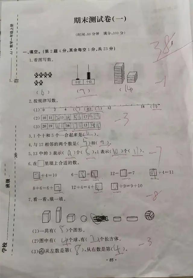我给大家分享下,这个孩子的试卷,大家一起分析下,这个孩子到底差在