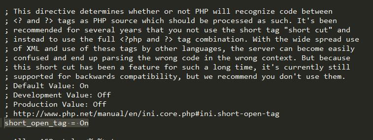 php.ini中short_open_tag