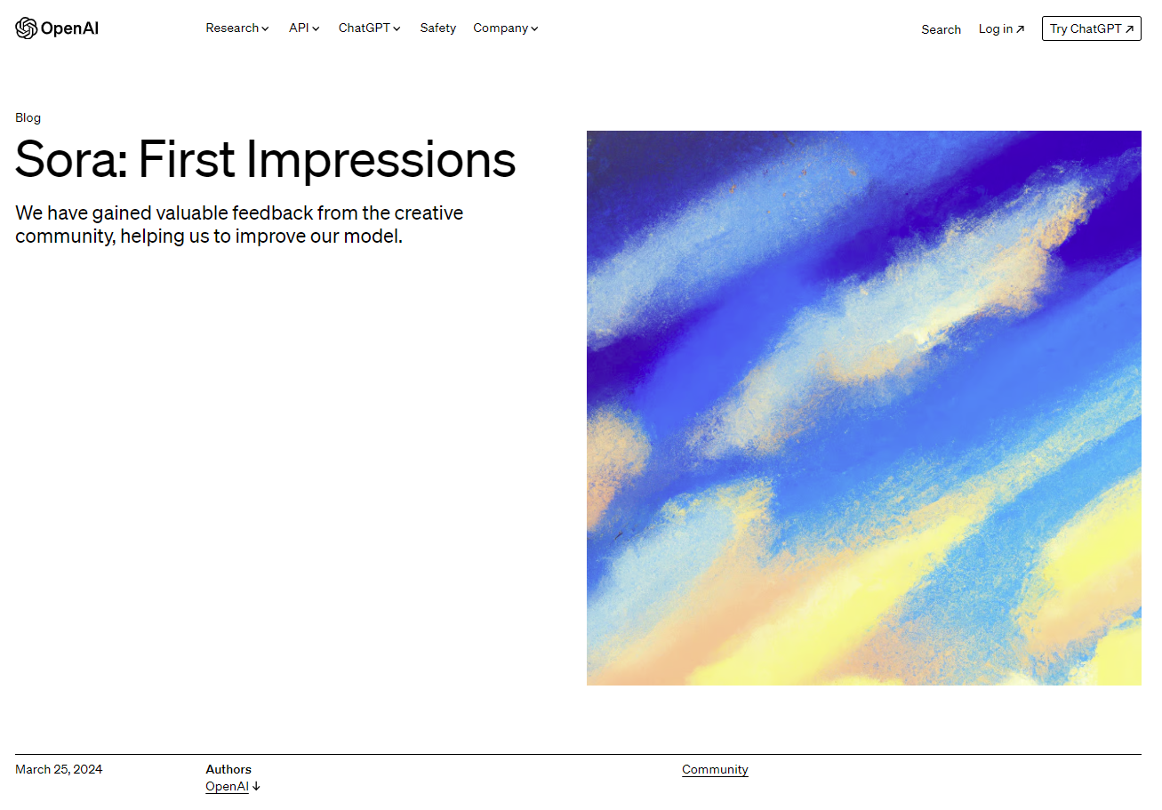 https://openai.com/blog/sora-first-impressions#OpenAI
