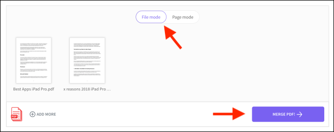 Click on Merge PDF from File mode