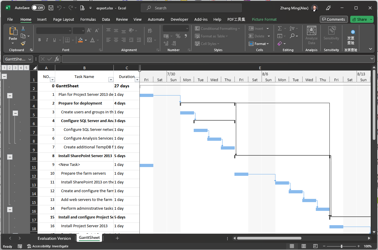 SpreadJS Gantt Chart Atlas