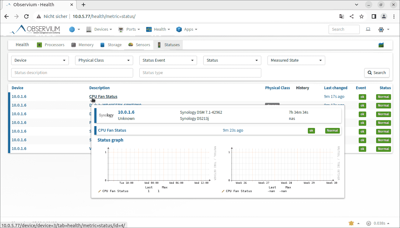 Monitoring the CPU fan on a Synology NAS