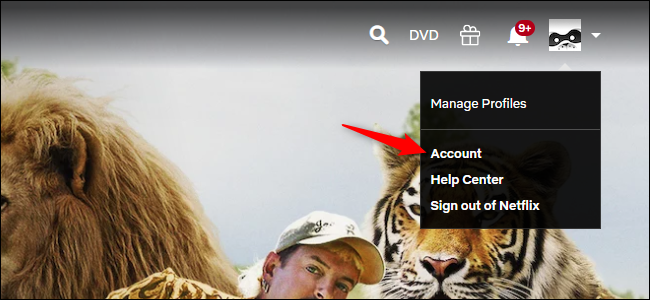 Opening Netflix account settings