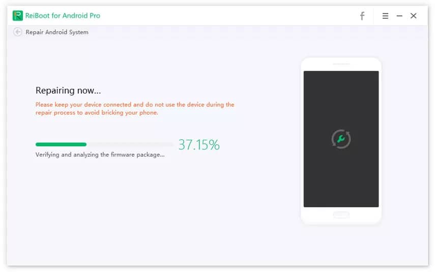 适用于 Android 的 Tenorshare ReiBoot – Android 修复正在进行中