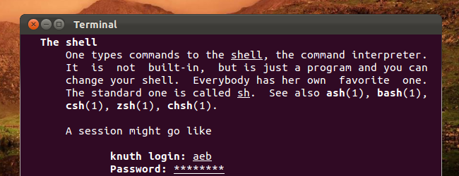 linux terminal help header