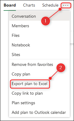 The "Export plan to Excel" option.